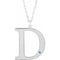 10K White Engravable Imitation Aquamarine Initial D 18