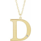 10K Yellow Engravable Imitation Diamond Initial D 18" Necklace