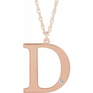 14K Rose Gold-Plated Sterling Silver Engravable Imitation Diamond Initial D 18" Necklace