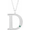 10K White Engravable Imitation Emerald Initial D 18