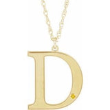 14K Yellow Engravable Imitation Citrine Initial D 18" Necklace