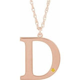 14K Rose Engravable Imitation Citrine Initial D 18" Necklace