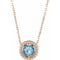 14K Rose Natural Aquamarine & .05 CTW Natural Diamond Halo-Style 16