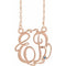 14K Rose Gold-Plated Sterling Silver 20 mm 2-Initials Imitation Aquamarine Script Monogram 18