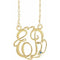 10K Yellow 20 mm 2-Initials Imitation Aquamarine Script Monogram 18