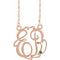 14K Rose Gold-Plated Sterling Silver 20 mm 2-Initials Imitation Emerald Script Monogram 18