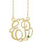 14K Yellow Gold-Plated Sterling Silver 20 mm 2-Initials Imitation Emerald Script Monogram 18