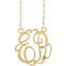 10K Yellow 20 mm 2-Initials Imitation Peridot Script Monogram 18