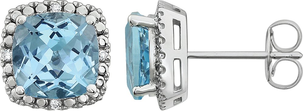 Cushion 4-Prong Halo-Style Earrings