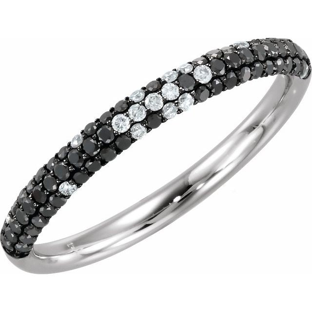 Black Rhodium-Plated 14K White 3/8 CTW Natural Black & White Diamond Pavé-Style Ring