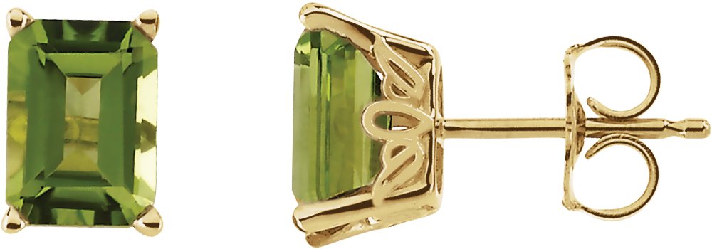 Emerald 4-Prong Scroll Setting® Stud Earring