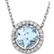 14K White Natural Aquamarine & .05 CTW Natural Diamond Halo-Style 16