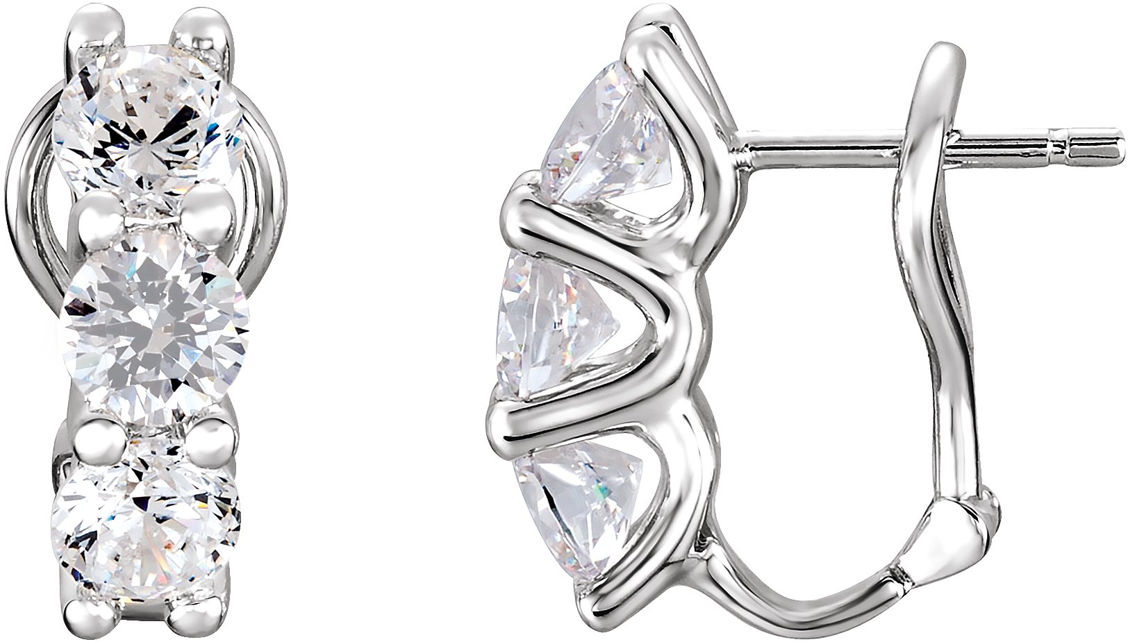 Three-Stone Omega Earrings