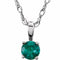 14K White 3 mm Natural Emerald Youth Solitaire 14