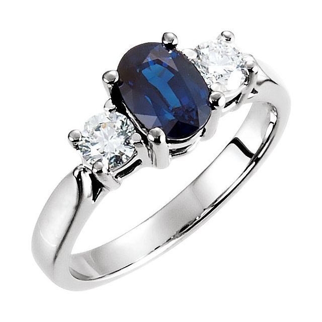 Platinum Natural Blue Sapphire & 3/8 CTW Natural Diamond Ring