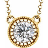 14K Yellow Natural White Sapphire "April" 18" Birthstone Necklace