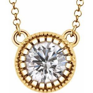 14K Yellow Natural White Sapphire "April" 18" Birthstone Necklace