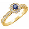 14K Yellow Round Natural Blue Sapphire 1/4 CTW Natural Diamond Halo-Style Ring
