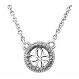 14K White 5 mm Round Mounting with 18" Necklace