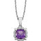 14K White Natural Amethyst & .04 CTW Natural Diamond 18