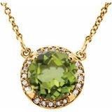 14K Yellow 8 mm Natural Peridot & .05 CTW Natural Diamond 16" Necklace