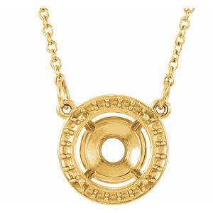14K Yellow 8 mm Round Halo-Style 16" Necklace Mounting