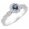 14K White Round Natural Blue Sapphire 1/4 CTW Natural Diamond Halo-Style Ring