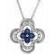 14K White Natural Blue Sapphire & 1/10 CTW Natural Diamond Clover 18