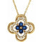 14K Yellow Lab-Grown Blue Sapphire & .08 CTW Natural Diamond Clover 18