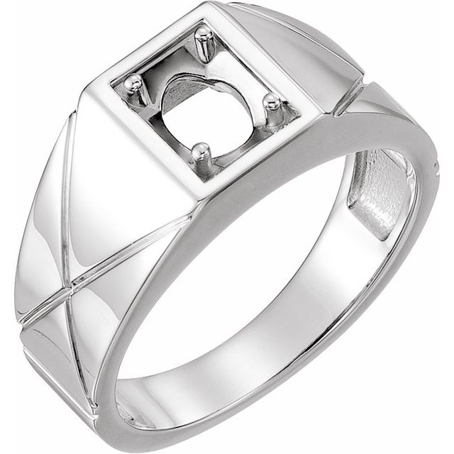 14K White 8x6 mm Oval Ring Mounting