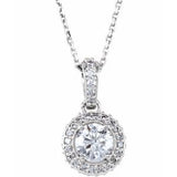 14K White 4.5 mm Round Forever Brilliant® Moissanite & 1/4 CTW Diamond 18" Necklace