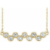 14K Yellow 1/2 CTW Natural Diamond Bezel-Set Bar 16-18" Necklace