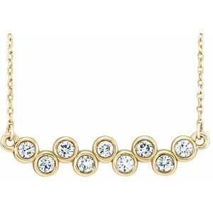 14K Yellow 1/2 CTW Natural Diamond Bezel-Set Bar 16-18" Necklace