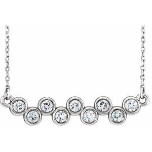 Platinum 1/2 CTW Natural Diamond Bezel-Set Bar 16-18" Necklace