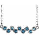 Sterling Silver Natural Aquamarine Bezel-Set Bar 16-18" Necklace