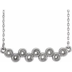 Sterling Silver Bezel-Set Bar 16-18" Necklace Mounting