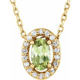 14K Yellow Natural Peridot & .04 CTW Natural Diamond 16" Necklace