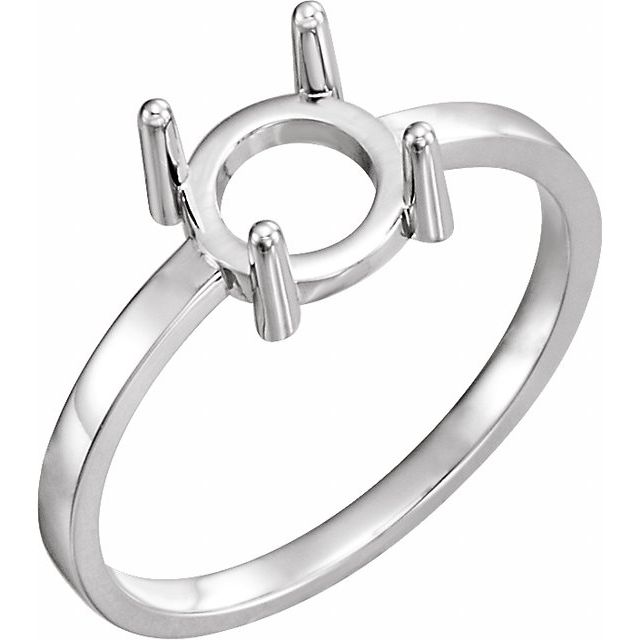 Palladium 6 mm Round Cabochon Ring Mounting