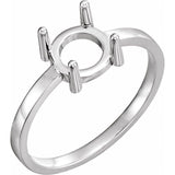 Palladium 6 mm Round Cabochon Ring Mounting