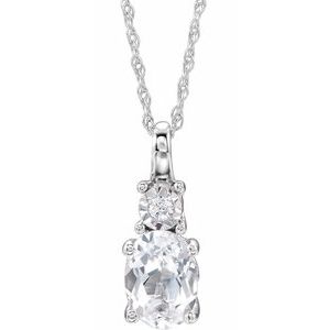 14K White Created White Sapphire & .02 CTW Diamond 18" Necklace