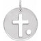 14K White Pierced Cross Disc Pendant Mounting