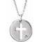 14K White .03 CT Natural Diamond Pierced Cross Disc 16-18