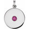 14K White Natural Ruby Disc Pendant
