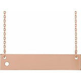 14K Rose 2 mm Round Engravable Family Bar 16-18" Necklace Mounting