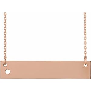 14K Rose 2 mm Round Engravable Family Bar 16-18" Necklace Mounting