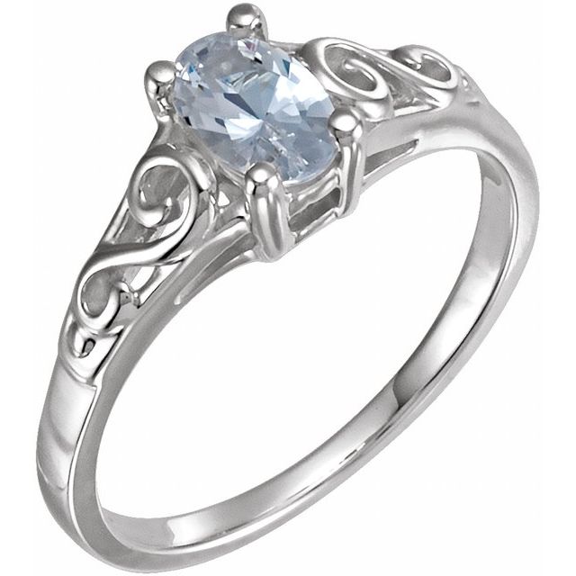 14K White April Youth Imitation Birthstone Ring