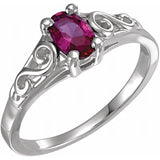 Sterling Silver July Youth Imitation Birthstone Ring