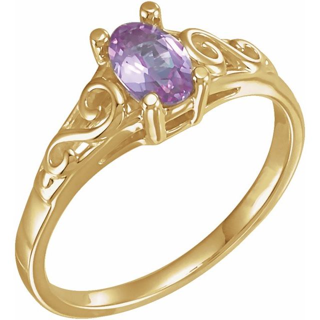 14K Yellow October Youth Imitation Birthstone Ring
