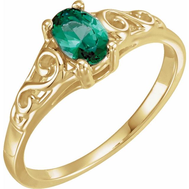 14K Yellow May Youth Imitation Birthstone Ring