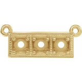 14K Yellow 3 mm Round Three-Stone Granulated Bar Necklace Center